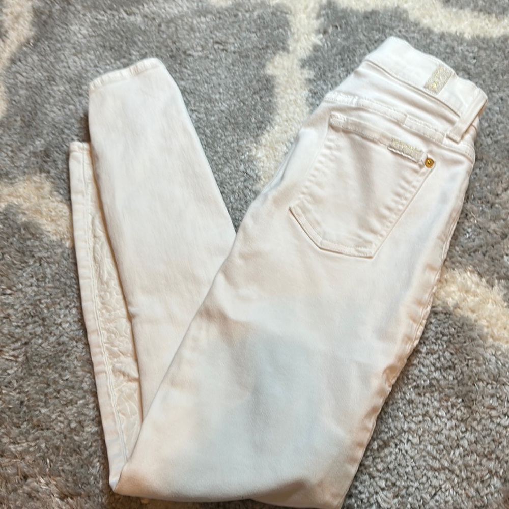 EUC 7 for all mankind off white print pants size 26